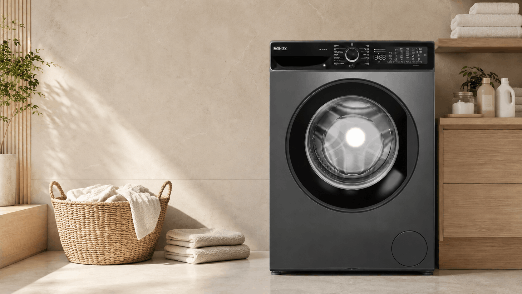LAVE LINGE POSE LIBRE INFINITY 9 KG / 1400 TOURS / 15 PROGRAMMES / MOTEUR INVERTER / COULEUR DARK INOX